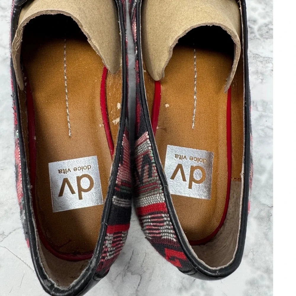 Dolce Vita ❤️Womens Southwestern Woven Studded Loafers Red Black boho festival 8